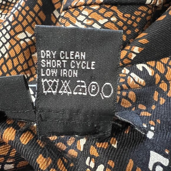 Etcetera Womens Python Print Dress Brown Black Silk Wool Bow Detail Size 2 - Picture 12 of 15